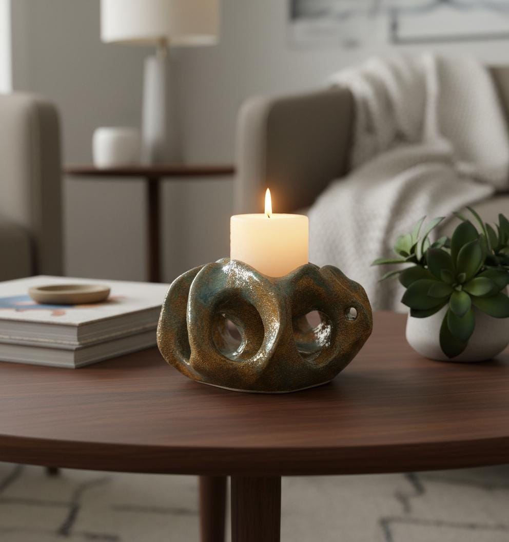 Handmade Ceramic Candle Holder – Modern Art Decor