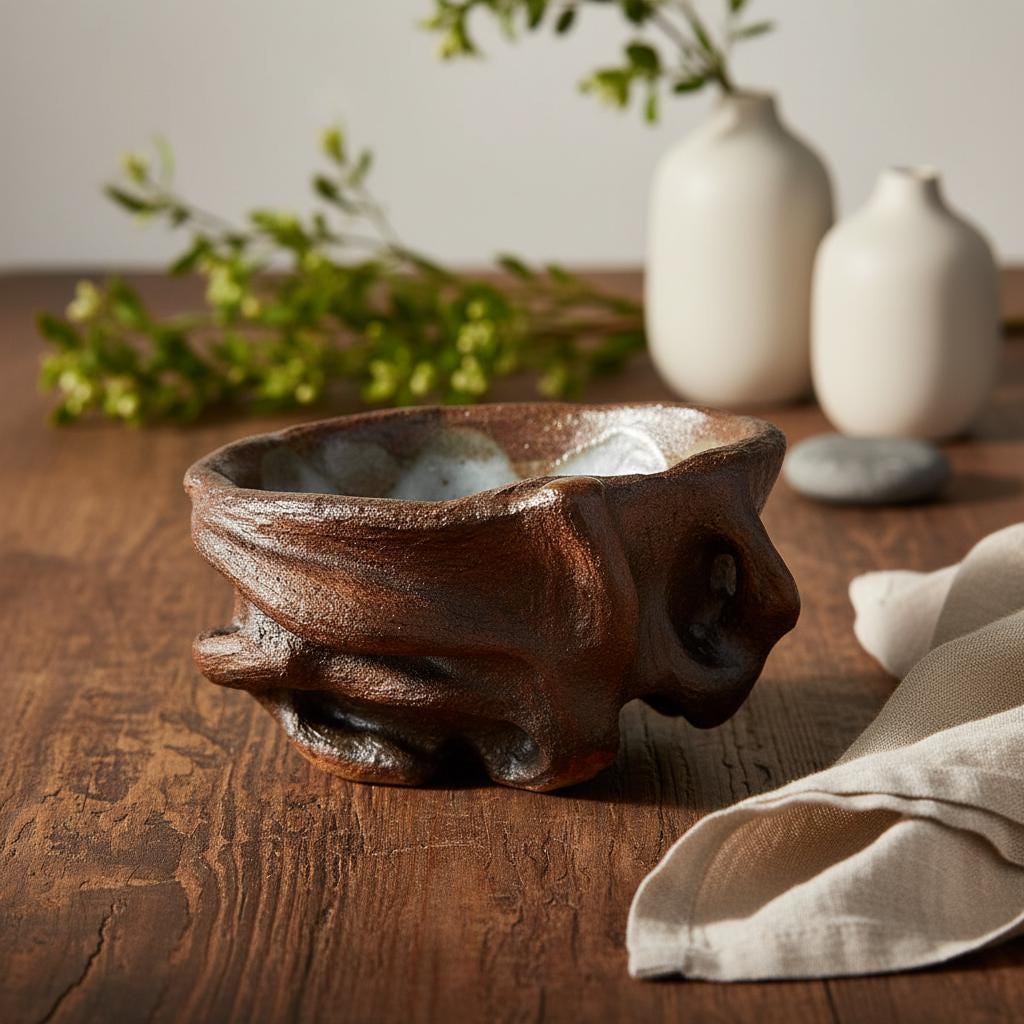 Handmade Sculptural Ceramic Bowl | Organic Stoneware Vessel | Wabi-Sabi Pottery | One of a Kind Art Piece