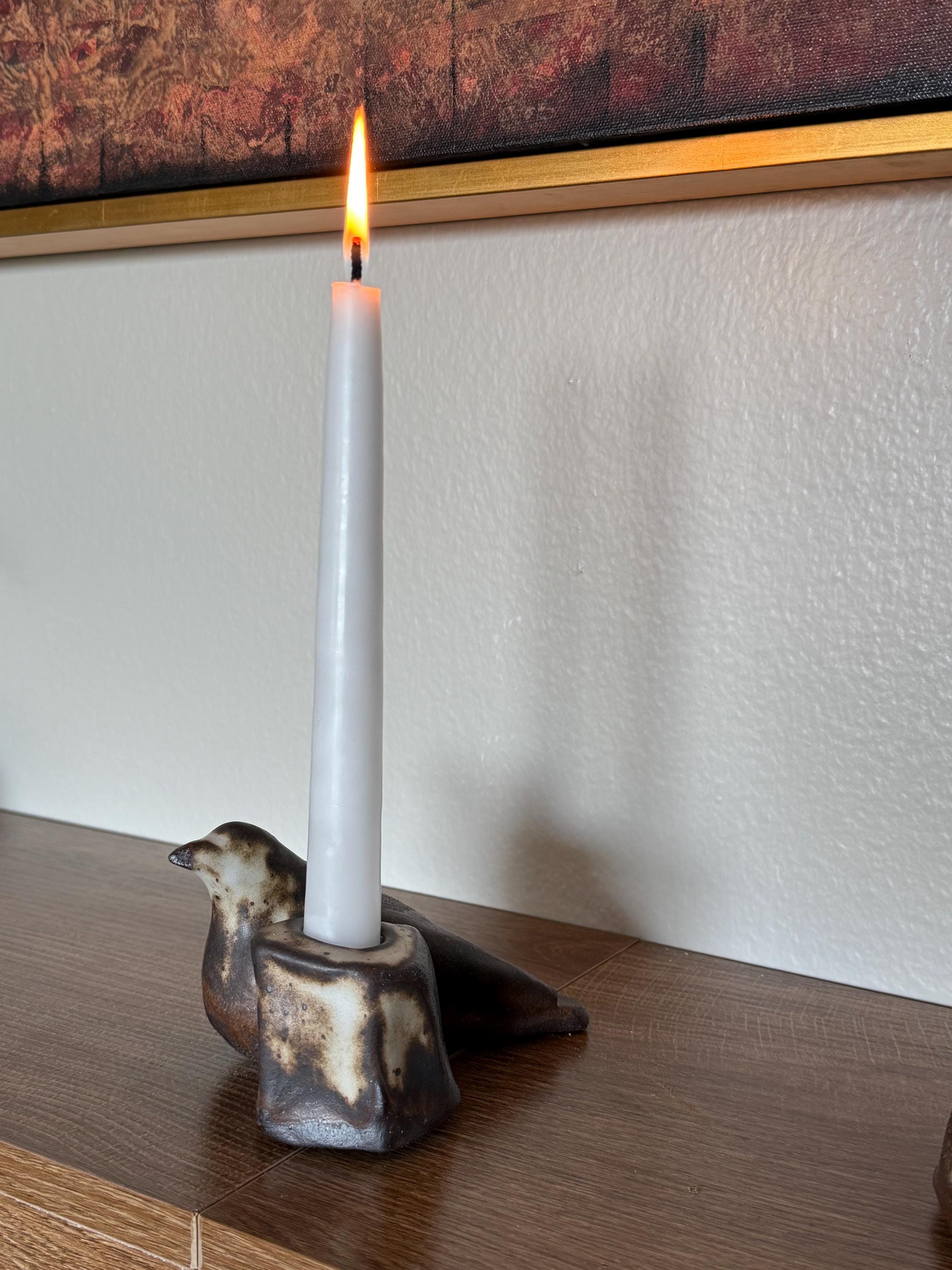 Handmade Sculptural Ceramic Bird Candle Holder – One of a Kind – Wabi Sabi Home Decor