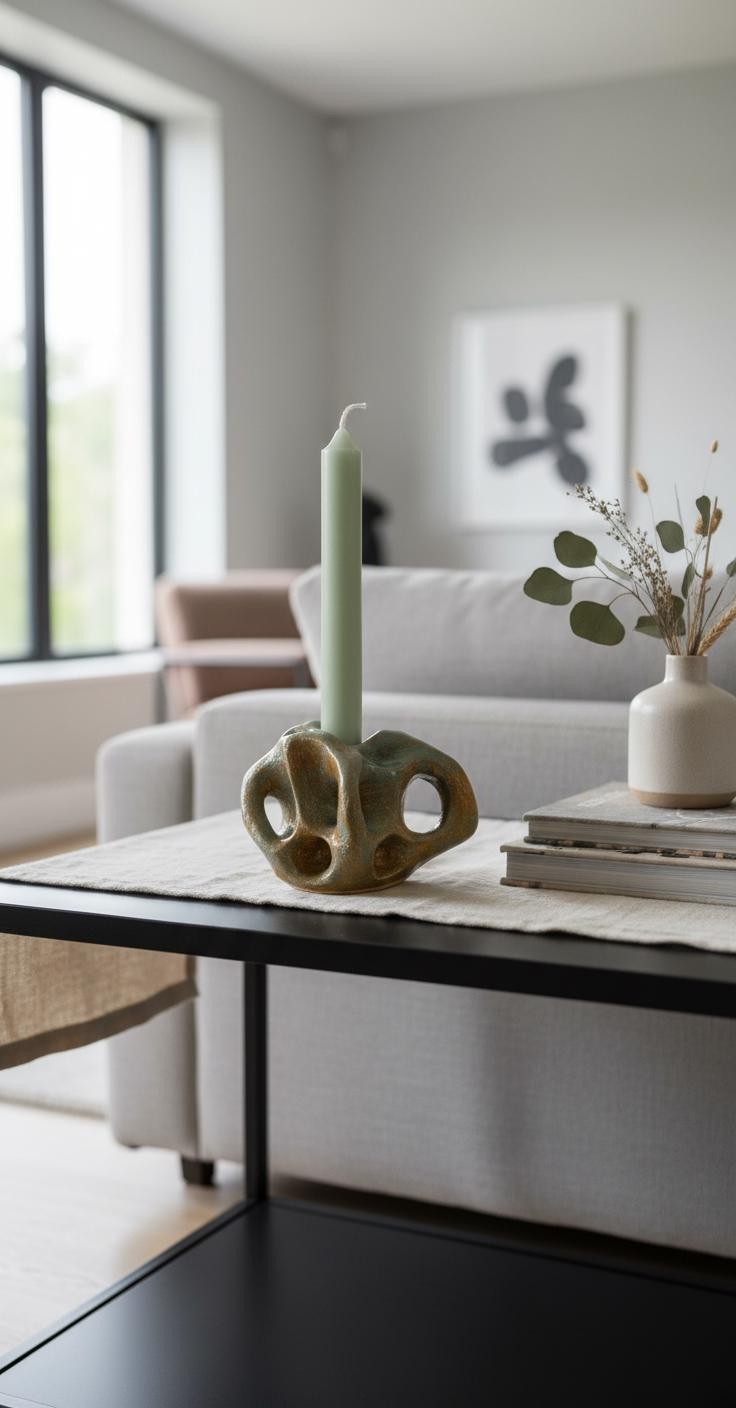 Handmade Sculptural Ceramic Candlestick – Organic Modern Design