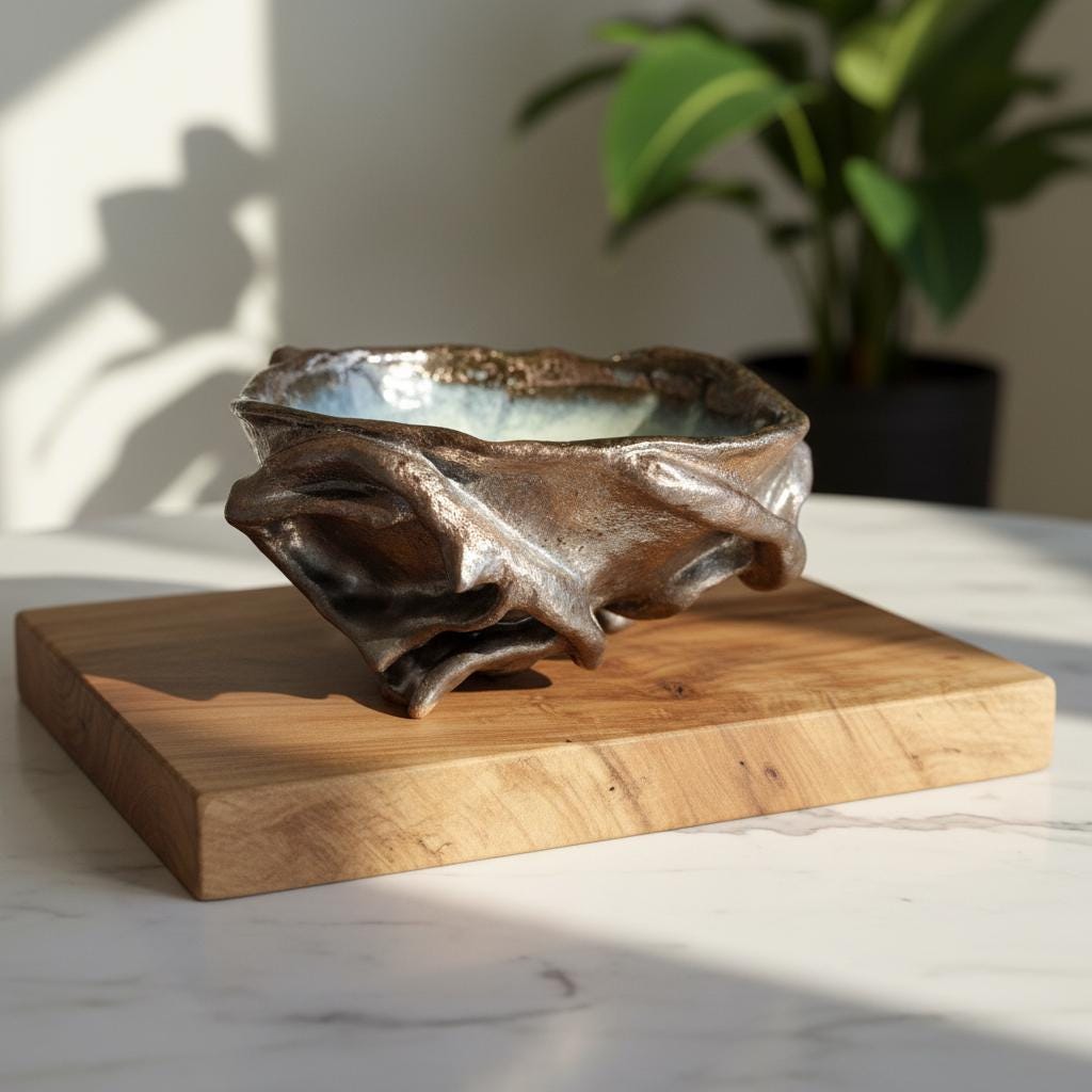 Handmade Organic Ceramic Fruit Bowl / Sculptural Centerpiece / One of a Kind Pottery Bowl