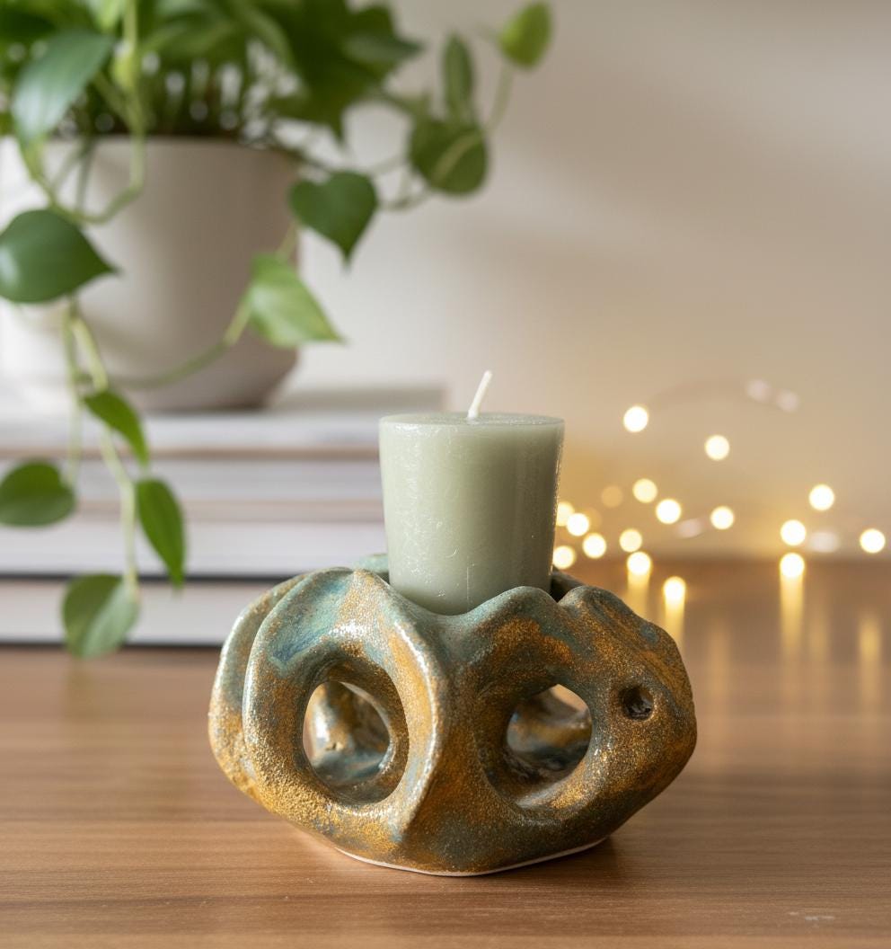Handmade Ceramic Candle Holder – Modern Art Decor