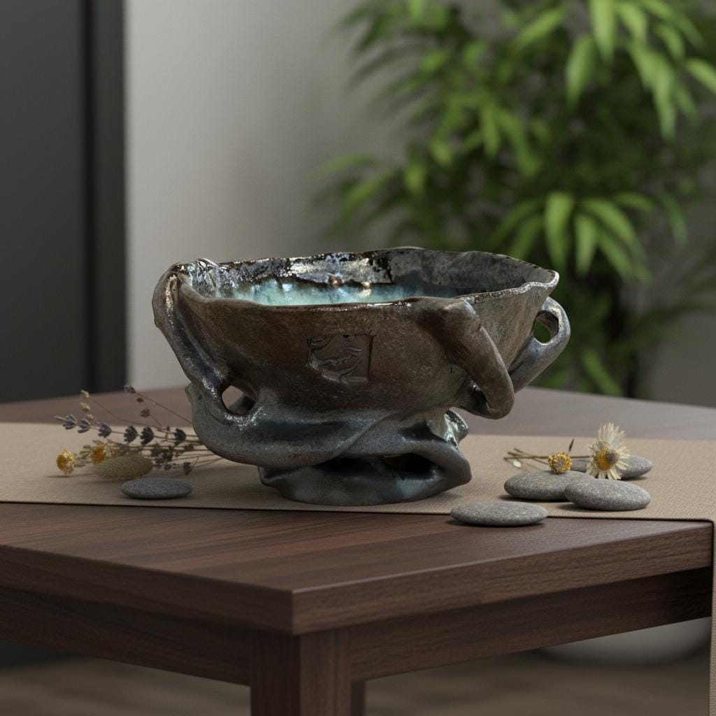 Handmade Organic Ceramic Fruit Bowl / Sculptural Centerpiece / One of a Kind Pottery Bowl