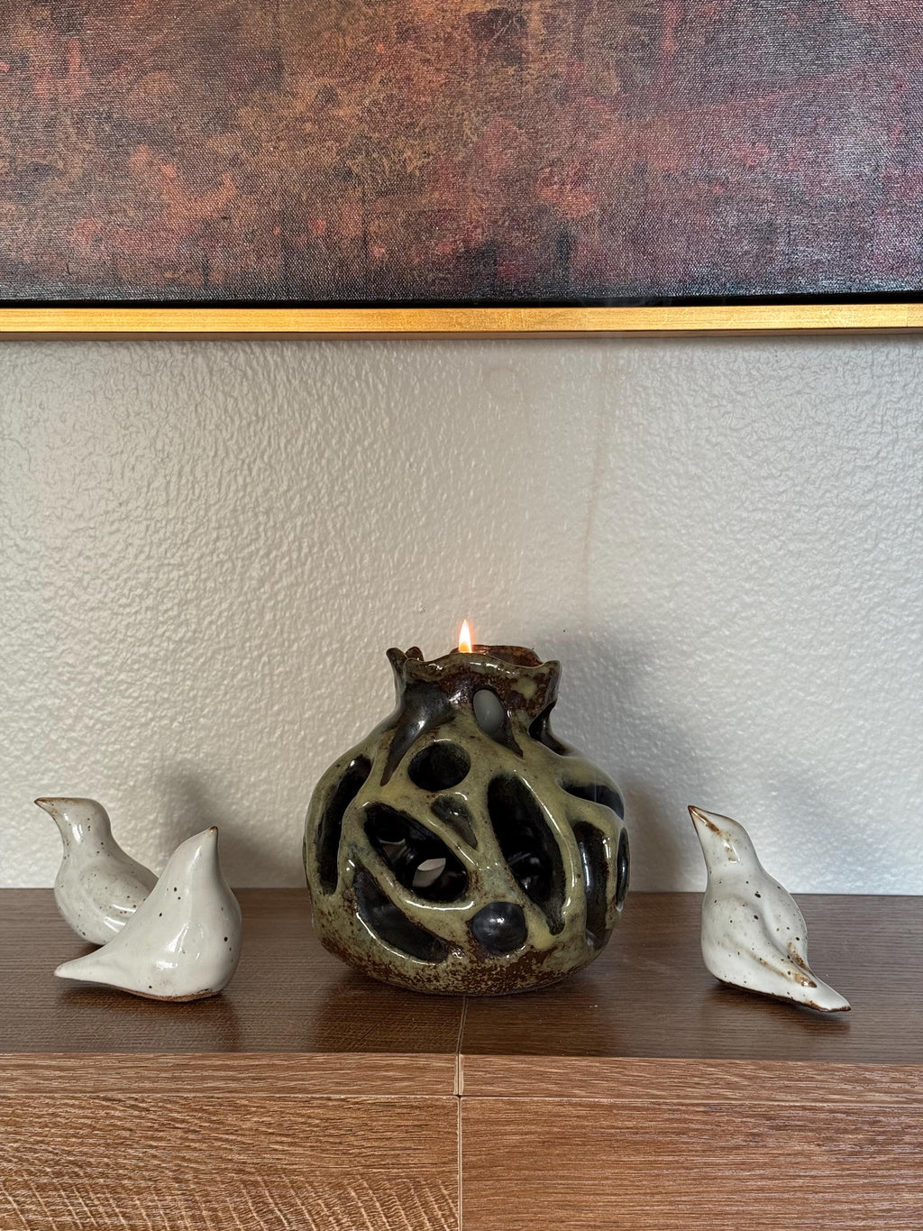 Handmade Sculptural Ceramic Candle Holder | Organic Stoneware | One of a Kind Art Object