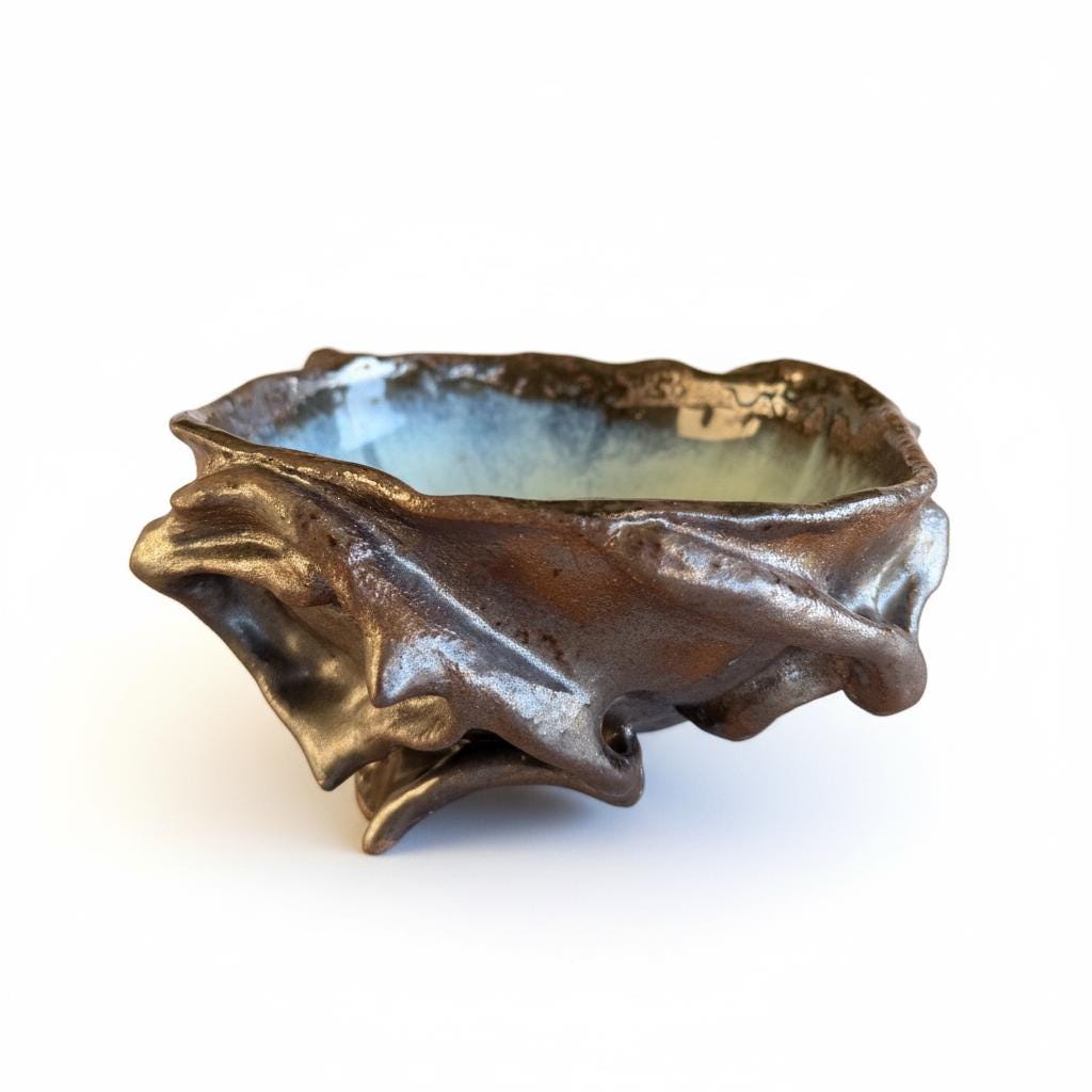 Handmade Organic Ceramic Fruit Bowl / Sculptural Centerpiece / One of a Kind Pottery Bowl