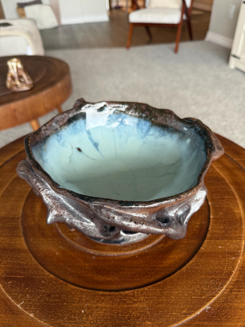Handmade Organic Ceramic Fruit Bowl / Sculptural Centerpiece / One of a Kind Pottery Bowl
