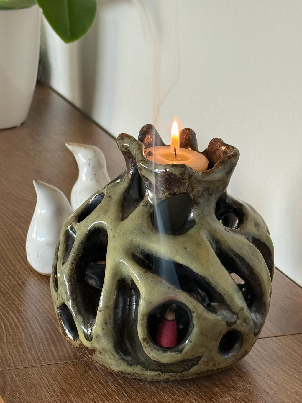 Handmade Sculptural Ceramic Candle Holder | Organic Stoneware | One of a Kind Art Object