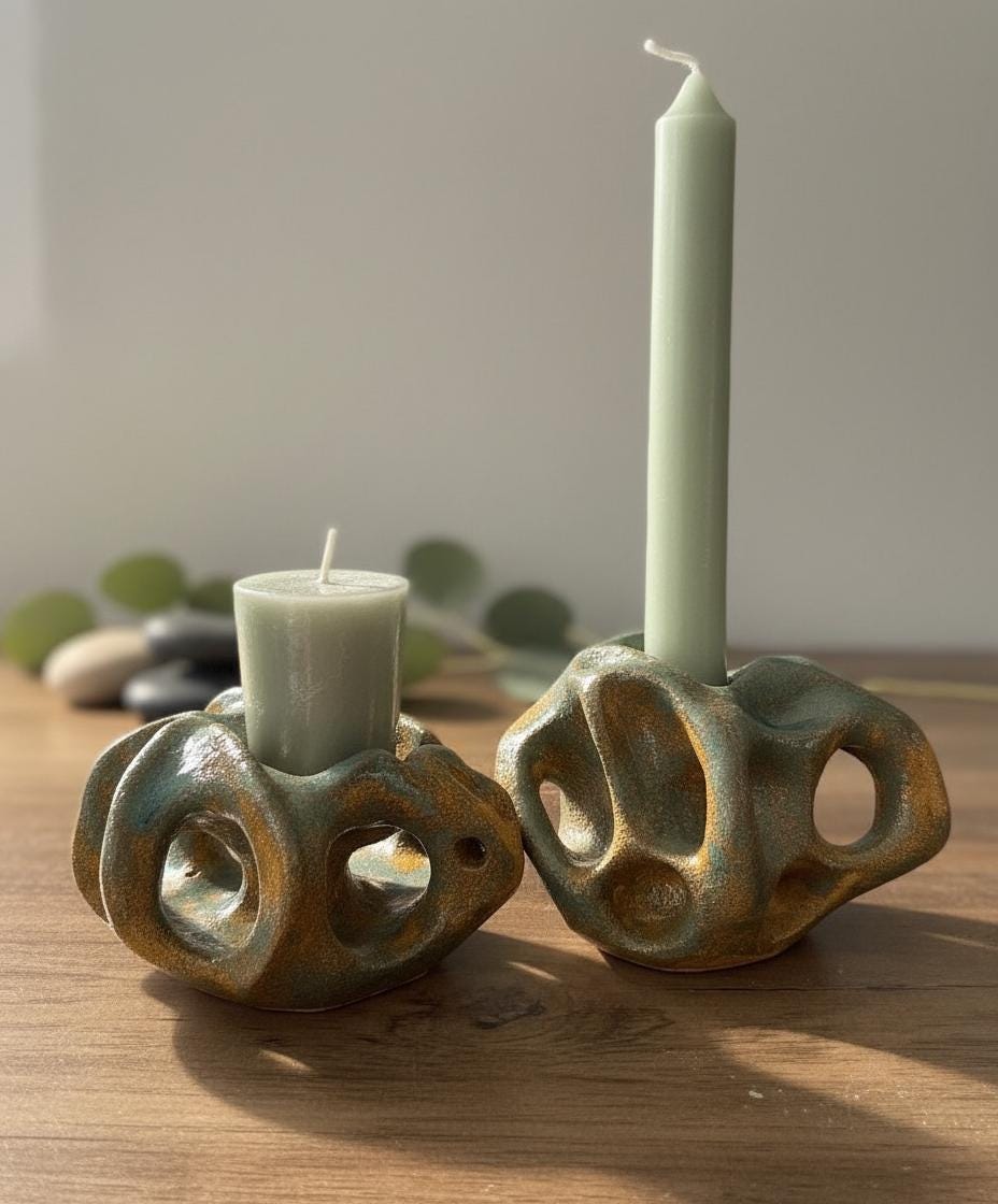 Handmade Ceramic Candle Holder – Modern Art Decor