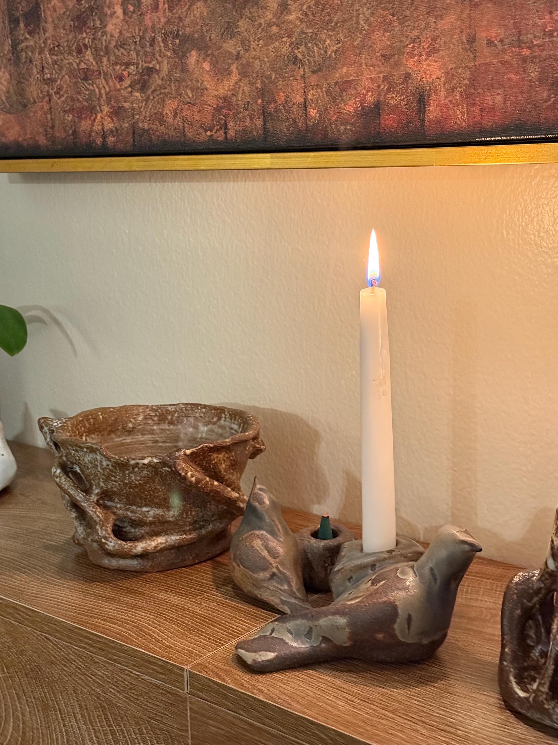 Handmade Sculptural Ceramic Bird Candle Holder – One of a Kind – Wabi Sabi Home Decor