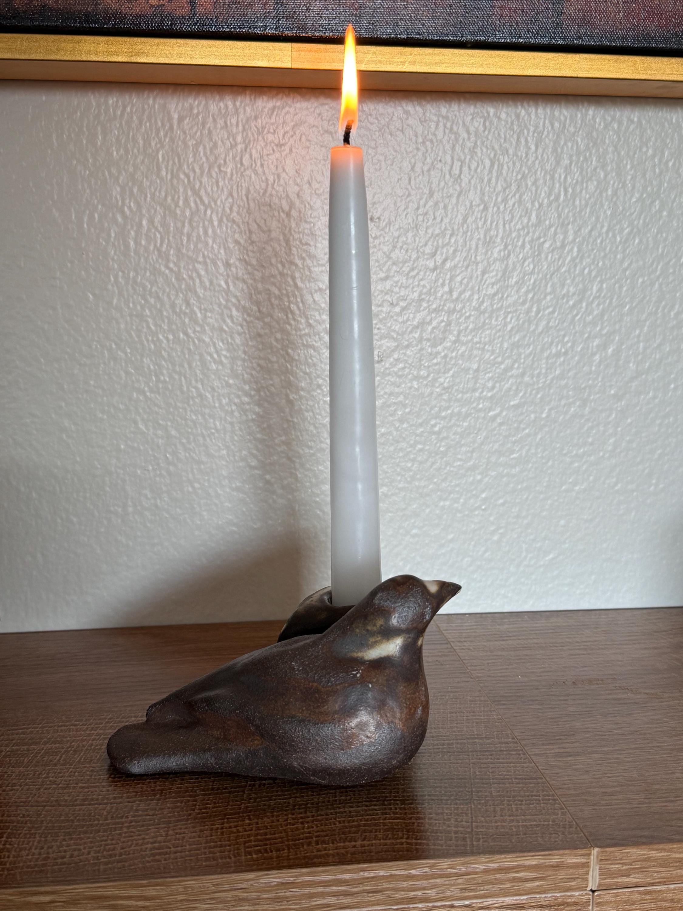 Handmade Sculptural Ceramic Bird Candle Holder – One of a Kind – Wabi Sabi Home Decor