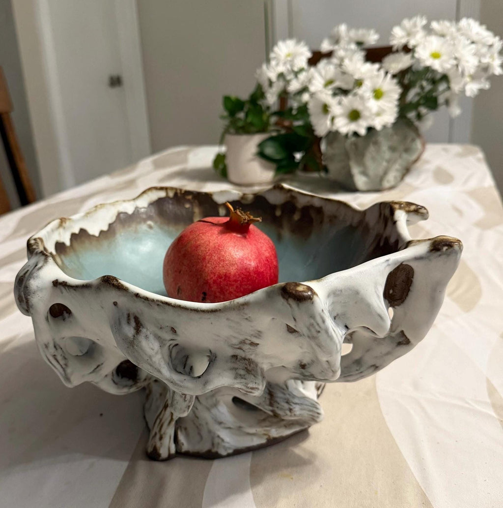 Handmade Ceramic Fruit Bowl, Sculptural Pottery Centerpiece