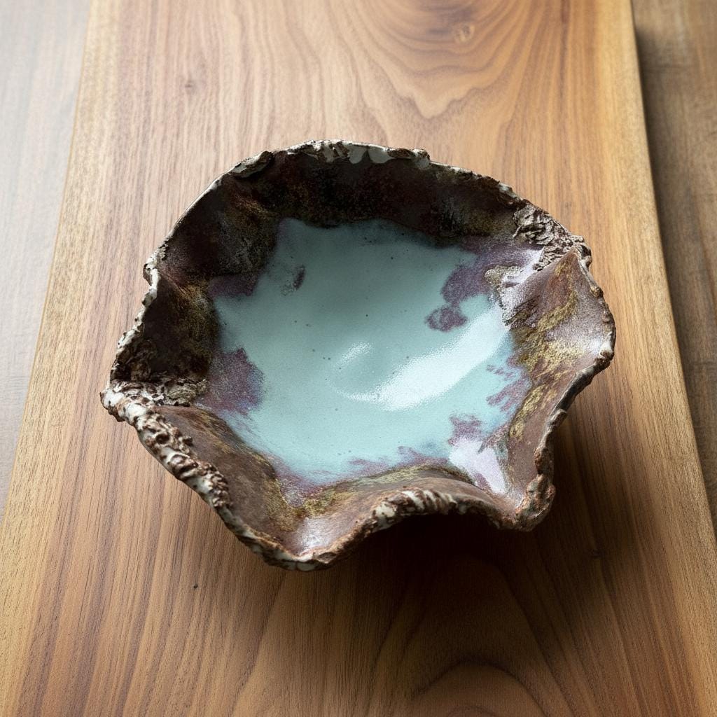 Handmade Organic Ceramic Fruit Bowl / Sculptural Centerpiece / One of a Kind Pottery Bowl