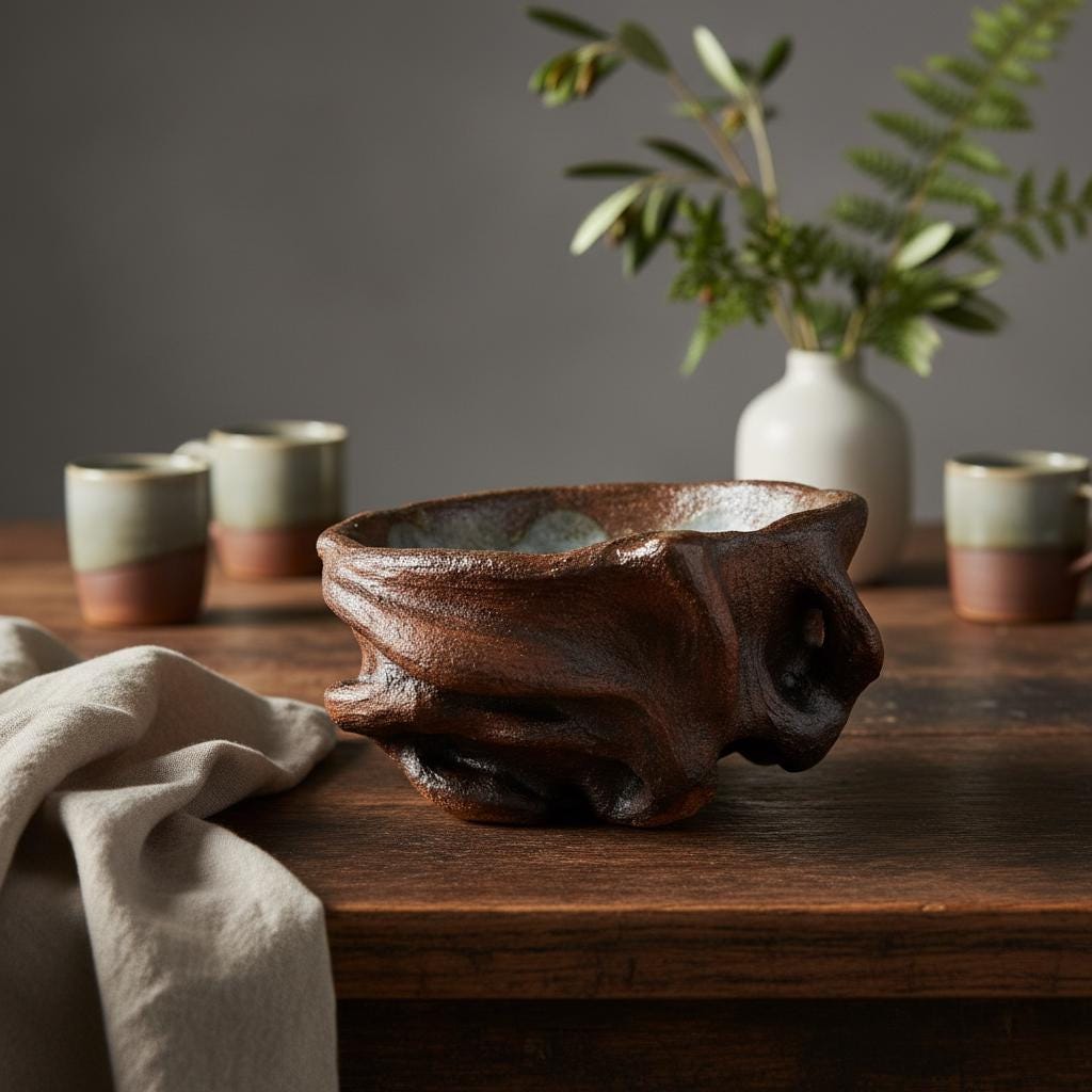 Handmade Sculptural Ceramic Bowl | Organic Stoneware Vessel | Wabi-Sabi Pottery | One of a Kind Art Piece