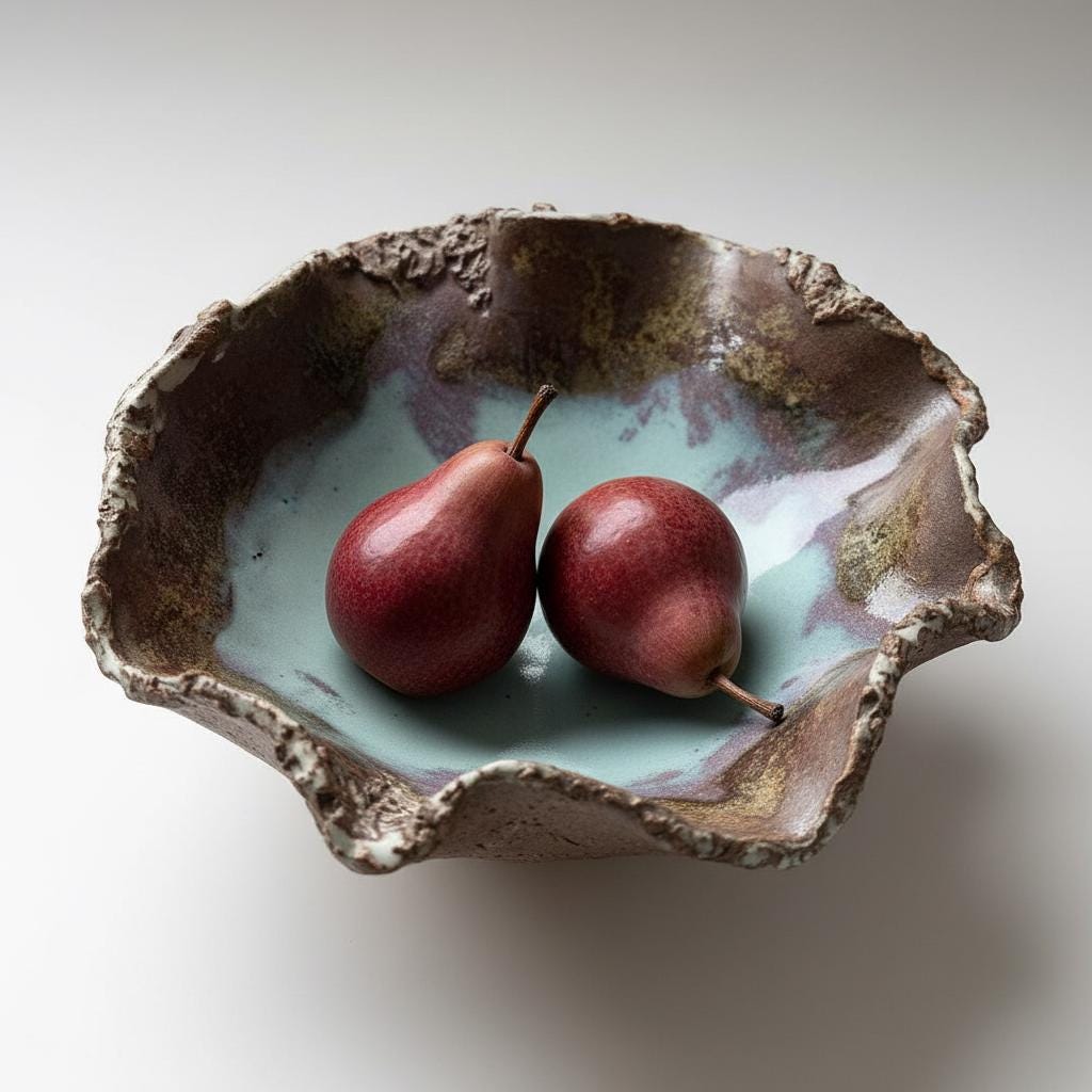 Handmade Organic Ceramic Fruit Bowl / Sculptural Centerpiece / One of a Kind Pottery Bowl