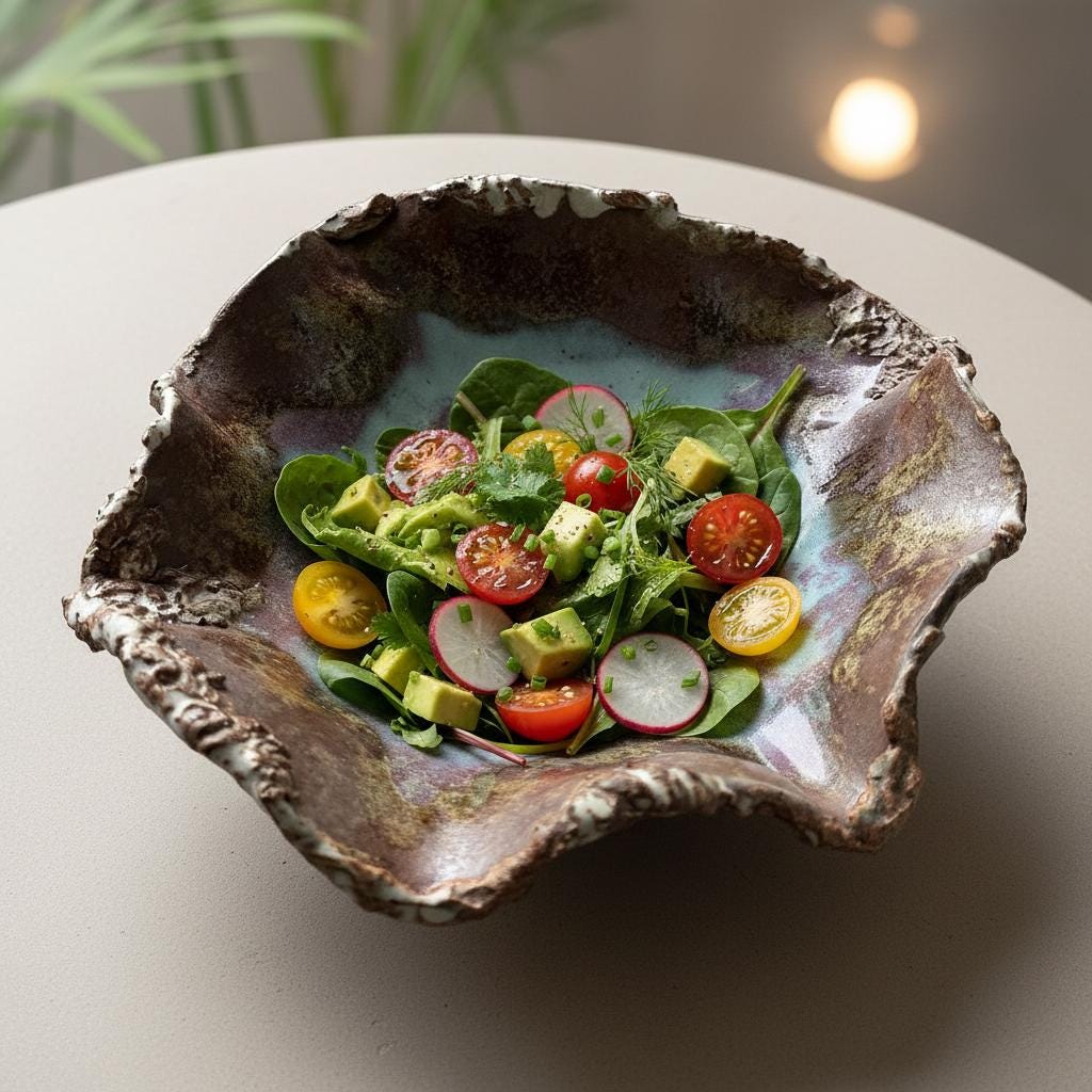 Handmade Organic Ceramic Fruit Bowl / Sculptural Centerpiece / One of a Kind Pottery Bowl