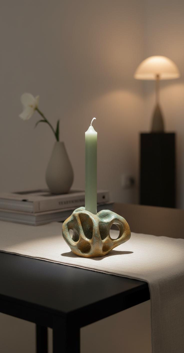 Handmade Sculptural Ceramic Candlestick – Organic Modern Design