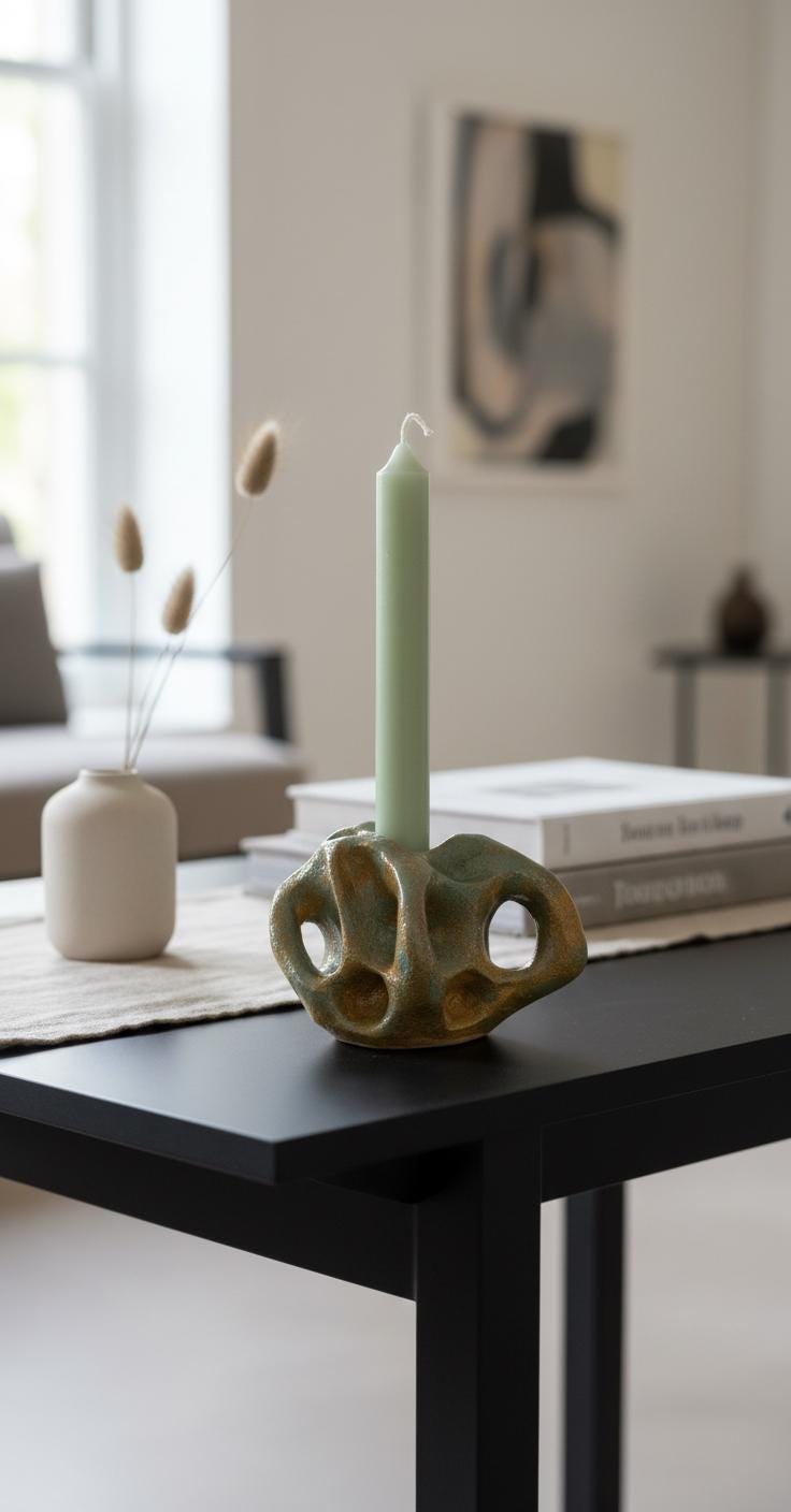 Handmade Sculptural Ceramic Candlestick – Organic Modern Design