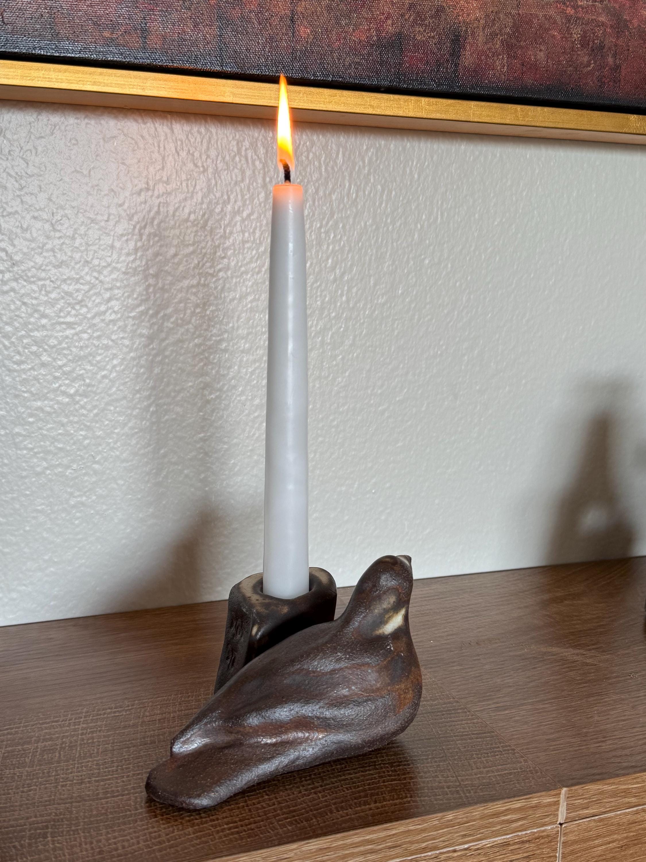 Handmade Sculptural Ceramic Bird Candle Holder – One of a Kind – Wabi Sabi Home Decor