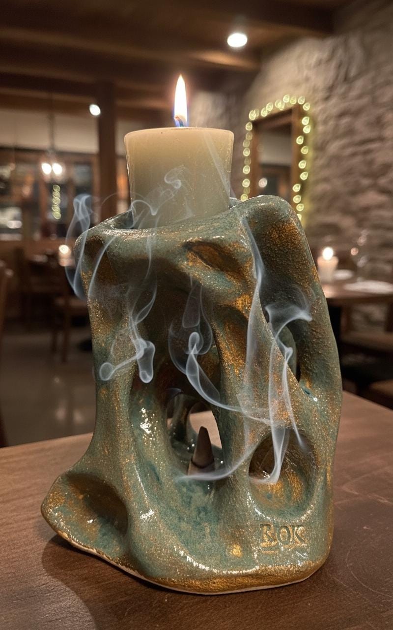 Handmade Ceramic Candle & Incense Holder | Modern Rustic Home Decor | Unique Pottery Gift