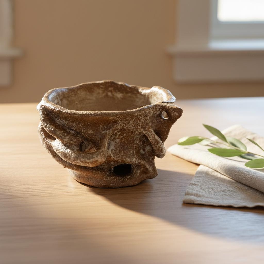 Handmade Sculptural Ceramic Bowl | Organic Stoneware Vessel | Wabi-Sabi Pottery | One of a Kind Art Piece