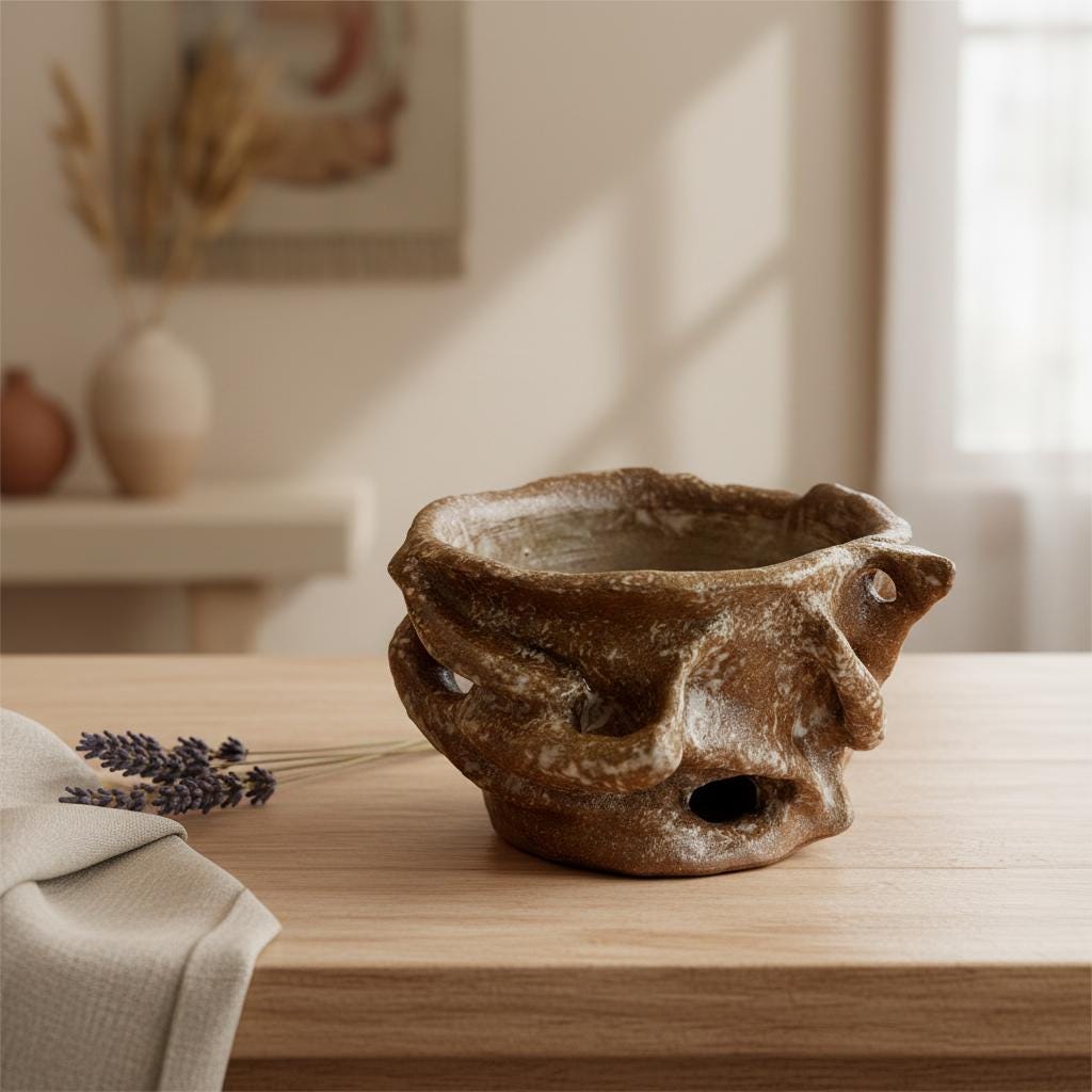 Handmade Sculptural Ceramic Bowl | Organic Stoneware Vessel | Wabi-Sabi Pottery | One of a Kind Art Piece