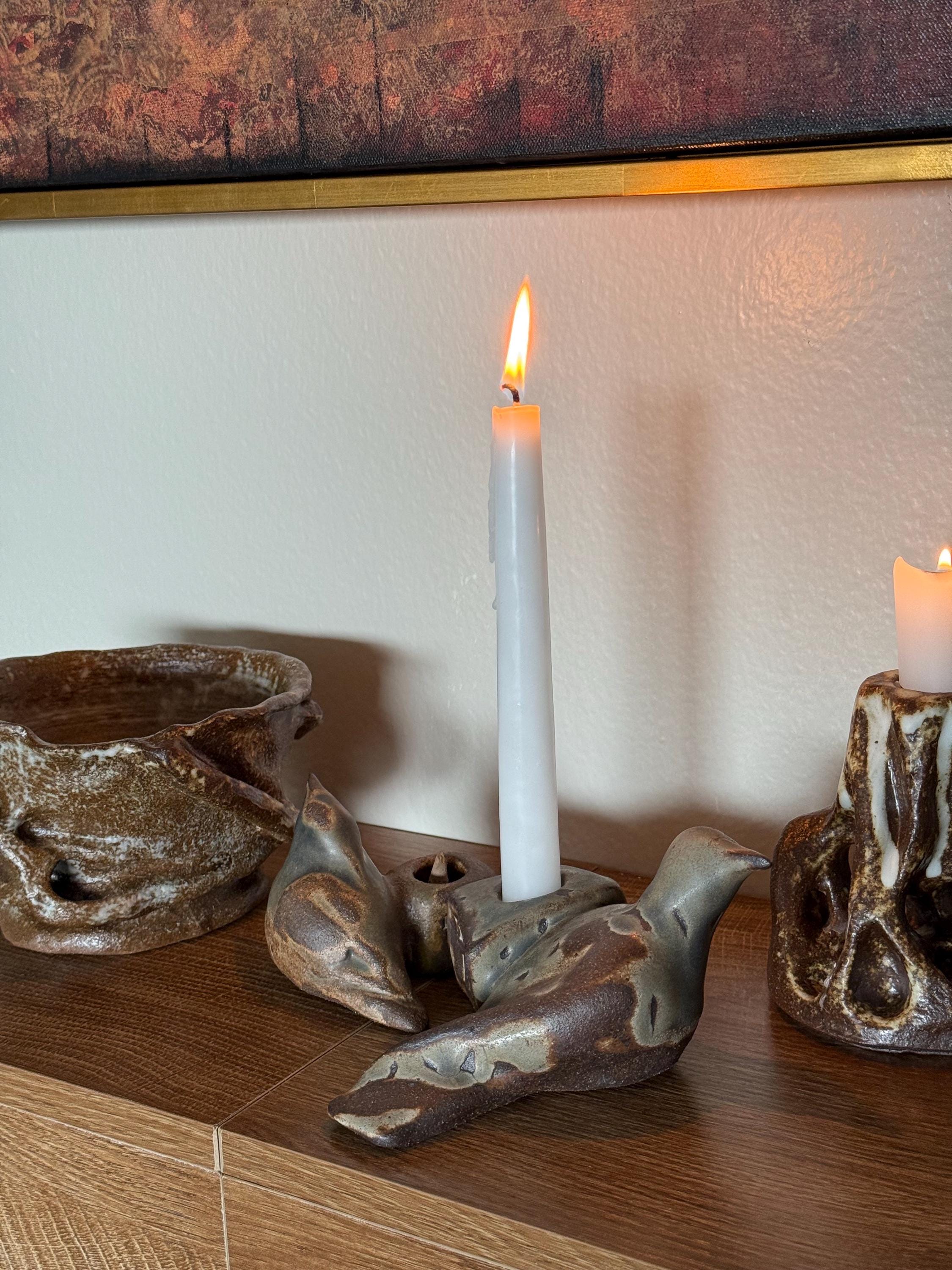 Handmade Sculptural Ceramic Bird Candle Holder – One of a Kind – Wabi Sabi Home Decor