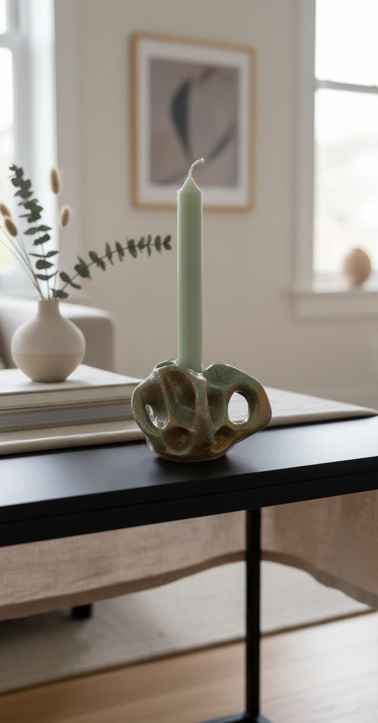 Handmade Sculptural Ceramic Candlestick – Organic Modern Design
