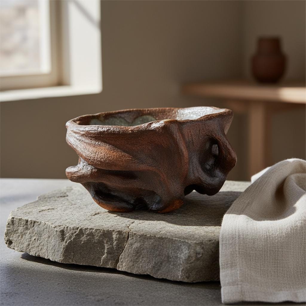 Handmade Sculptural Ceramic Bowl | Organic Stoneware Vessel | Wabi-Sabi Pottery | One of a Kind Art Piece