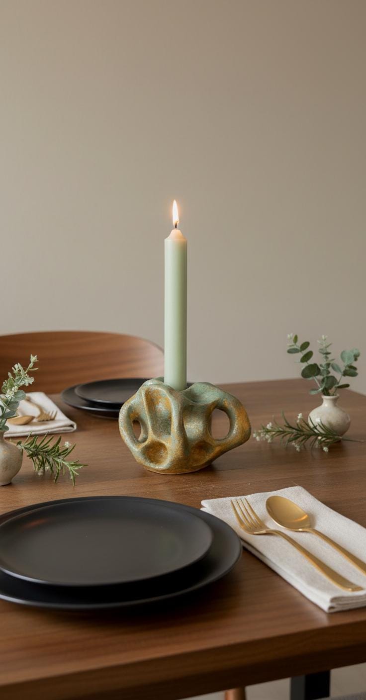 Handmade Sculptural Ceramic Candlestick – Organic Modern Design