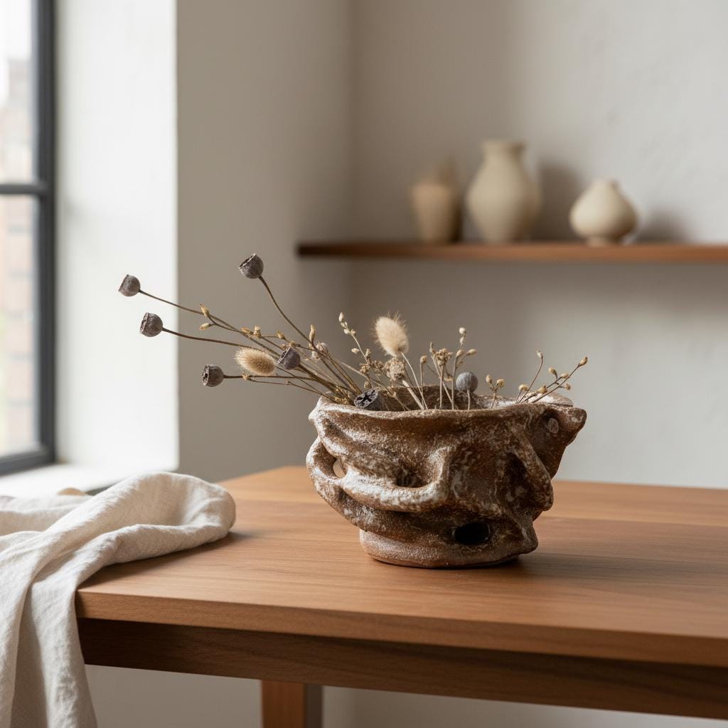 Handmade Sculptural Ceramic Bowl | Organic Stoneware Vessel | Wabi-Sabi Pottery | One of a Kind Art Piece