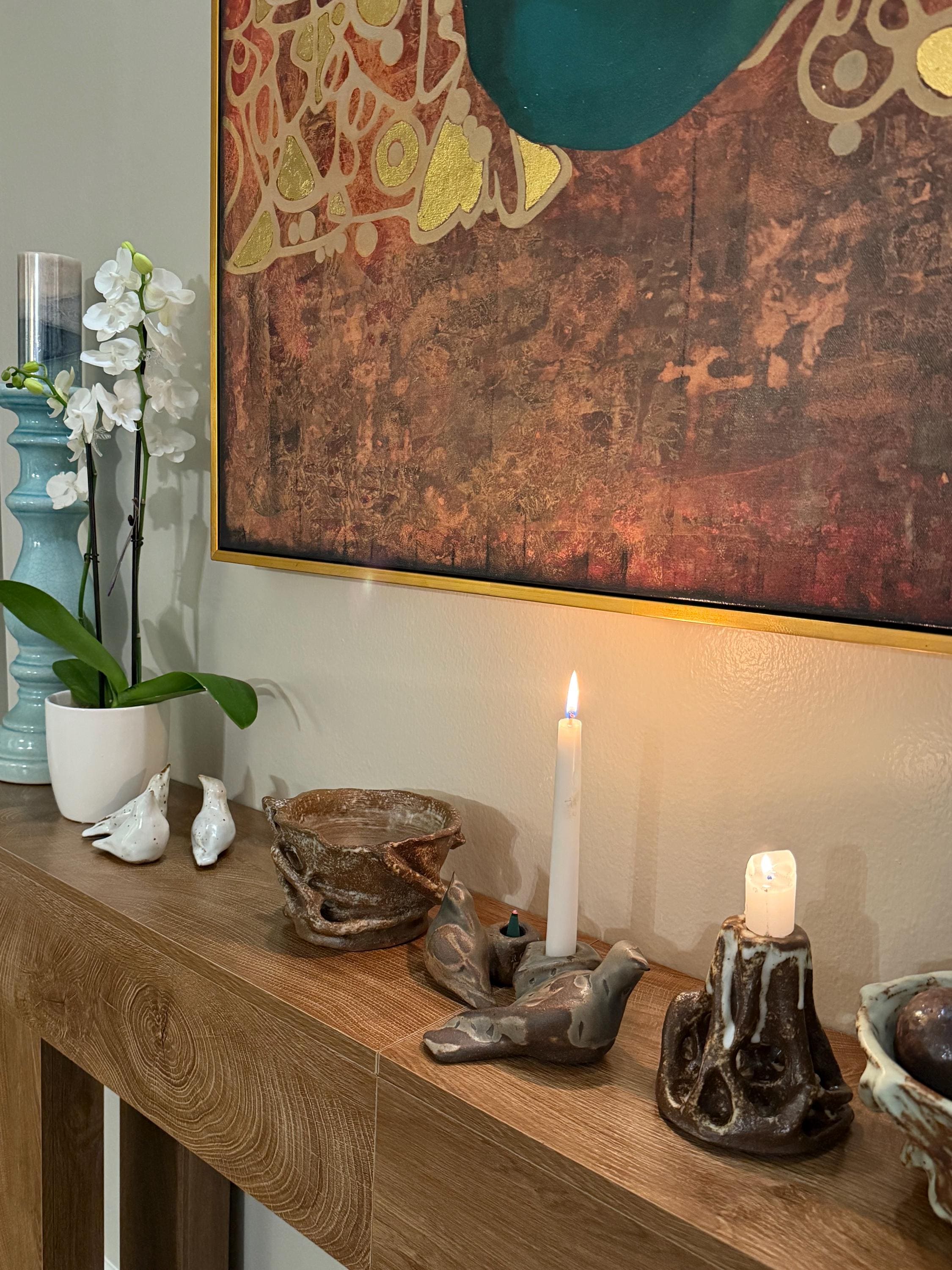 Handmade Sculptural Ceramic Bird Candle Holder – One of a Kind – Wabi Sabi Home Decor