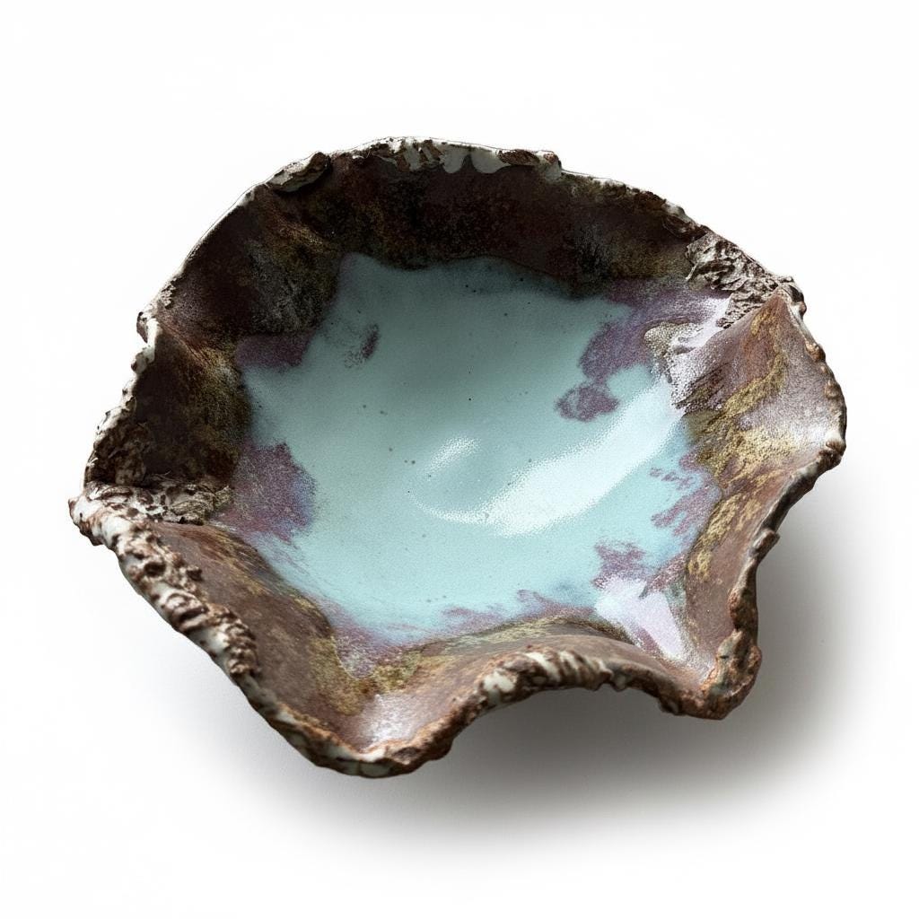 Handmade Organic Ceramic Fruit Bowl / Sculptural Centerpiece / One of a Kind Pottery Bowl