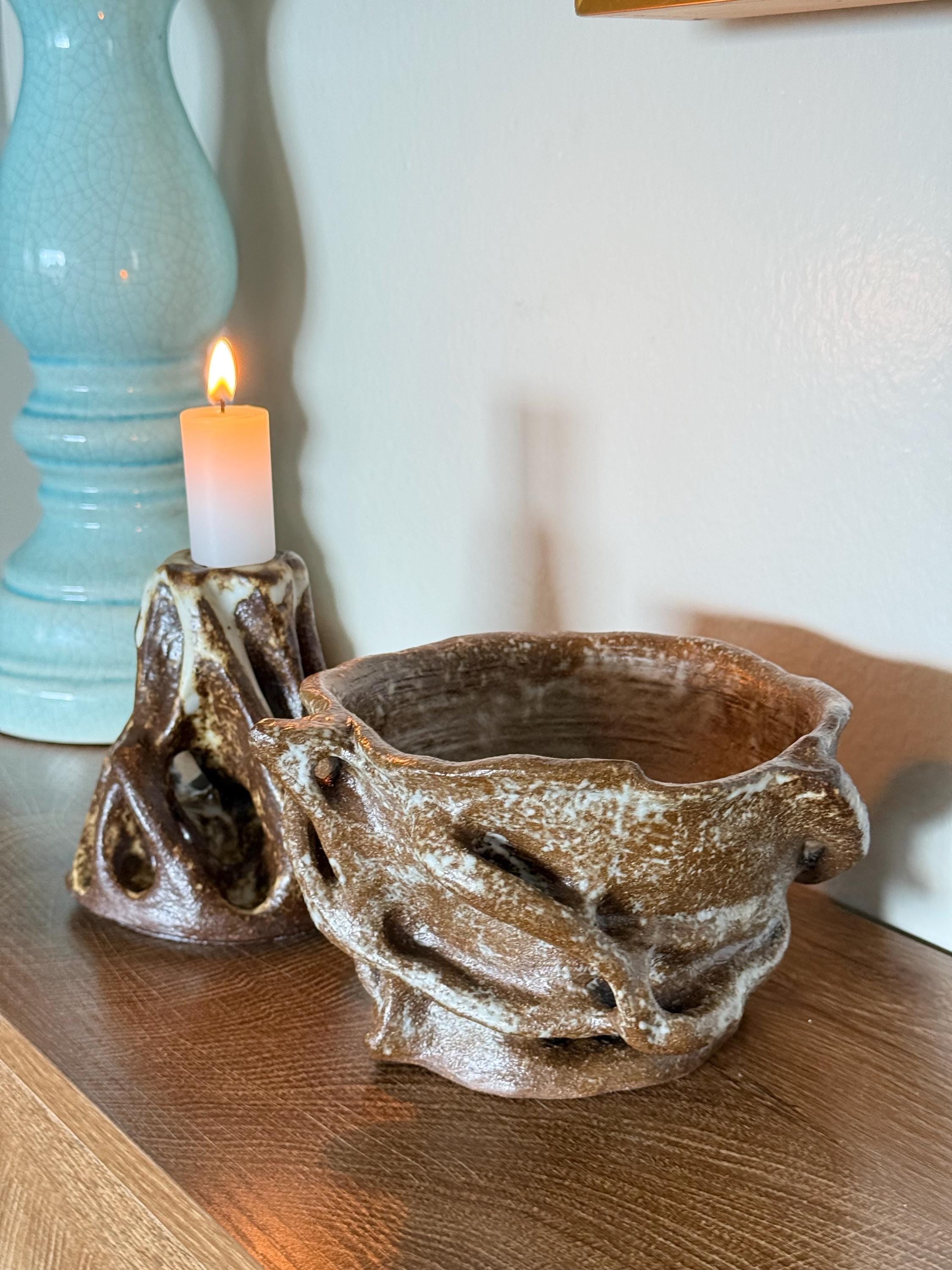 Handmade Ceramic Candlestick Holders – Organic Sculptural Pottery