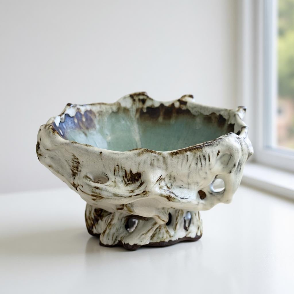Handmade Ceramic Fruit Bowl, Sculptural Pottery Centerpiece