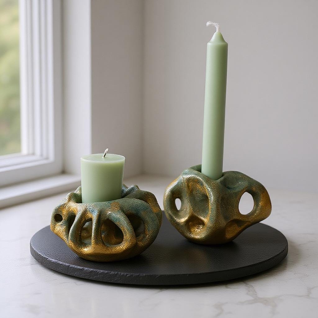 Handmade Sculptural Ceramic Candlestick – Organic Modern Design