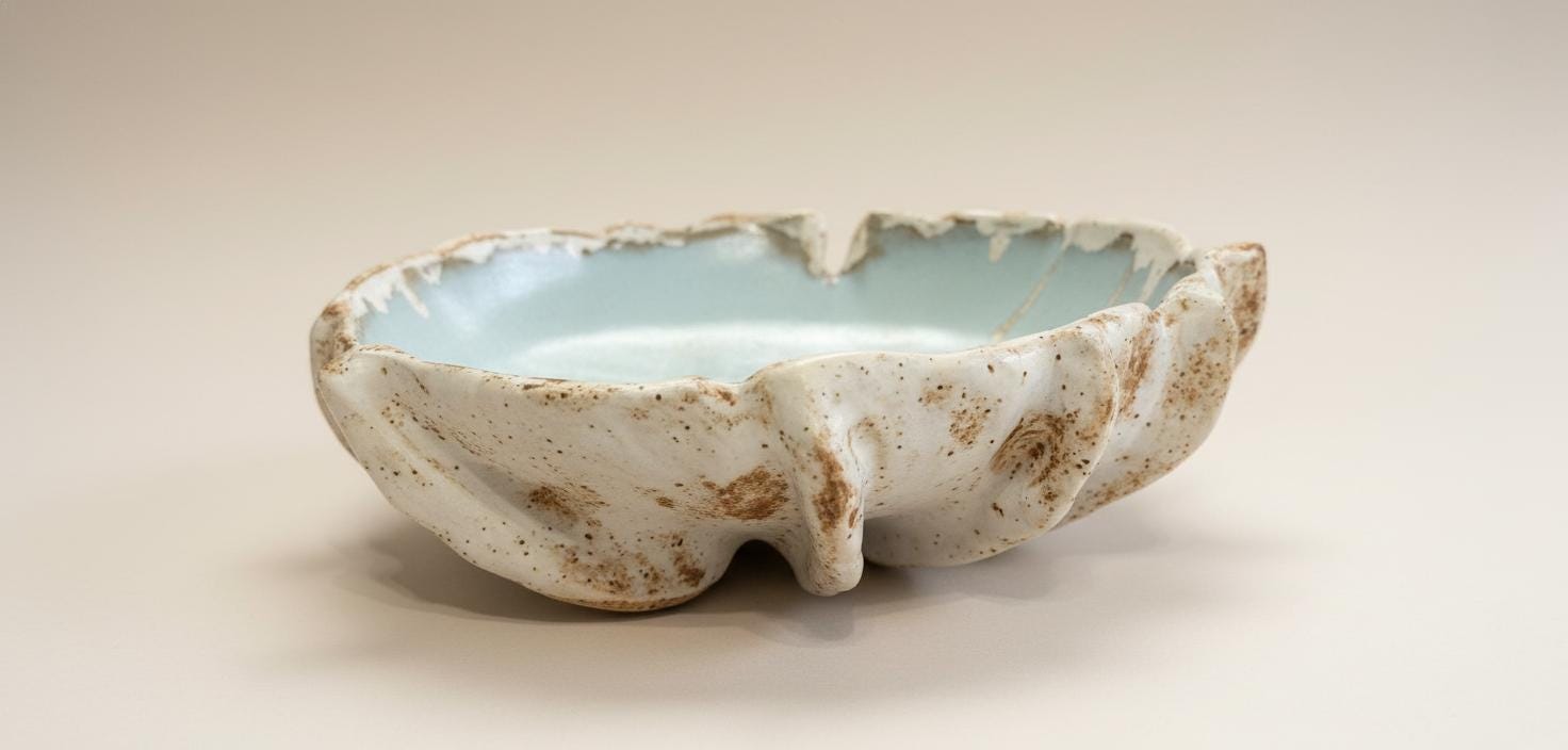 Handmade Organic-Shape Ceramic Bowl – Mint Glaze | Unique Decorative Dish