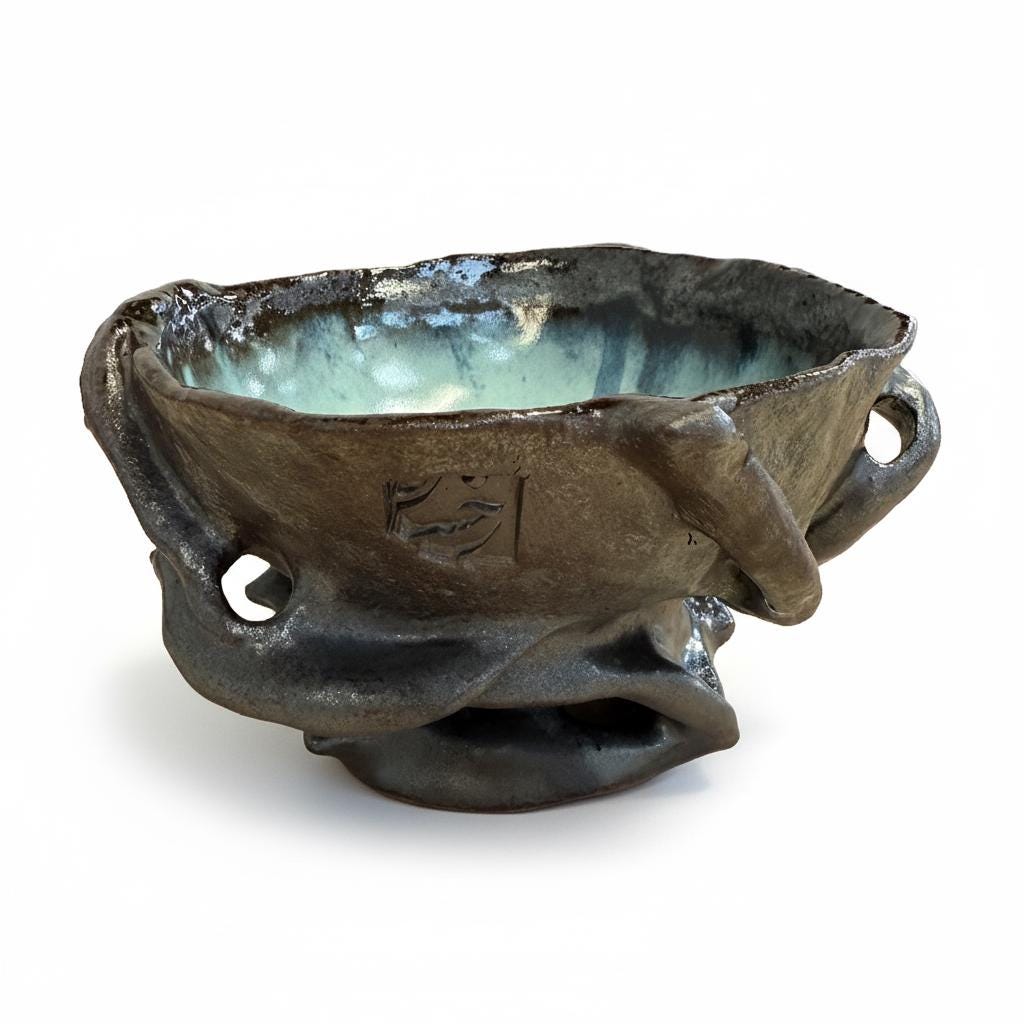 Handmade Organic Ceramic Fruit Bowl / Sculptural Centerpiece / One of a Kind Pottery Bowl
