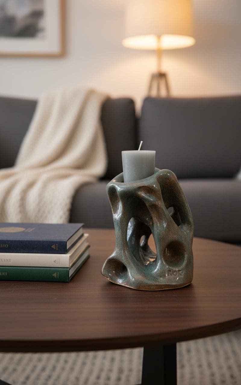 Handmade Ceramic Candle & Incense Holder | Modern Rustic Home Decor | Unique Pottery Gift
