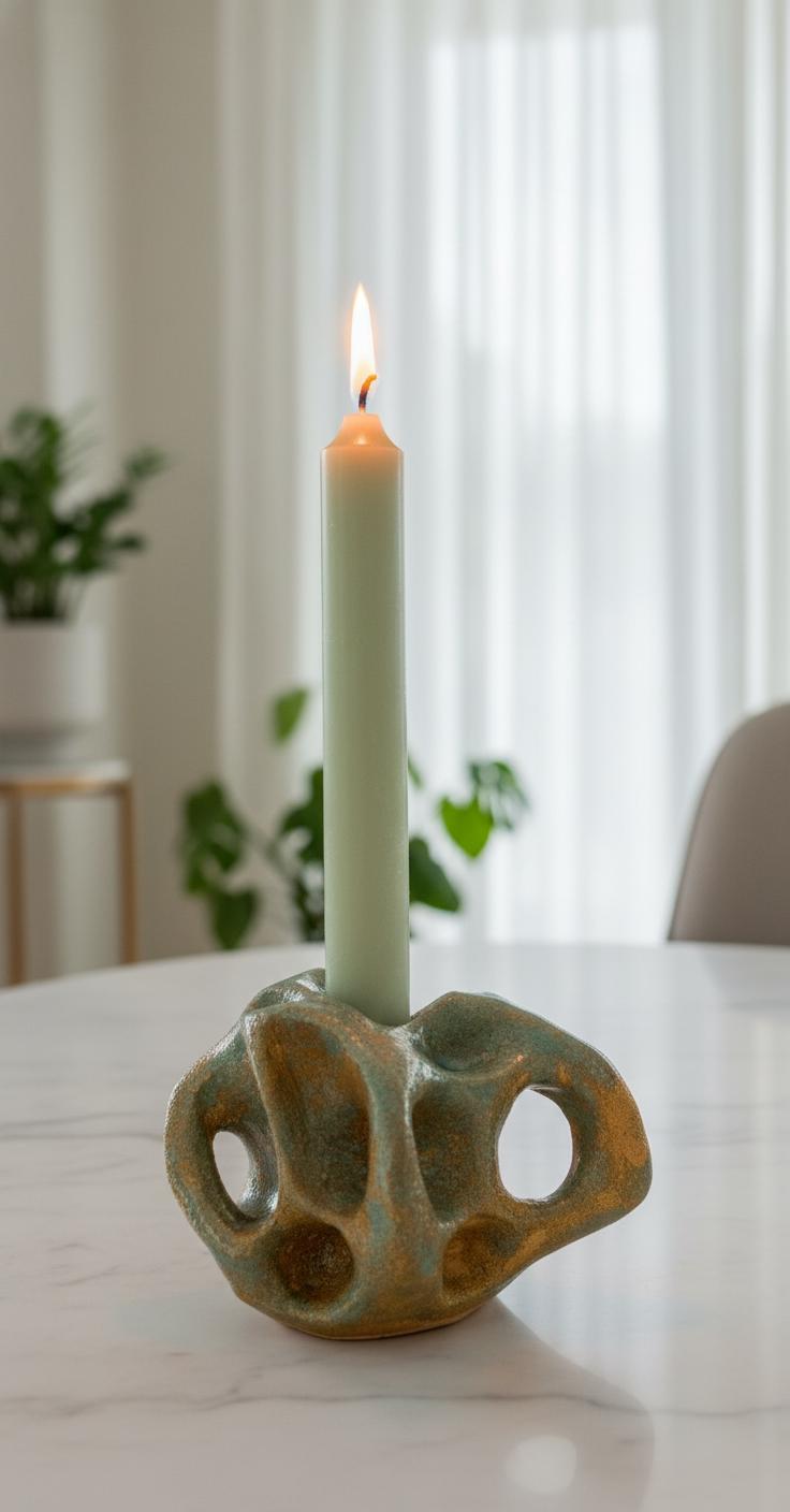 Handmade Sculptural Ceramic Candlestick – Organic Modern Design