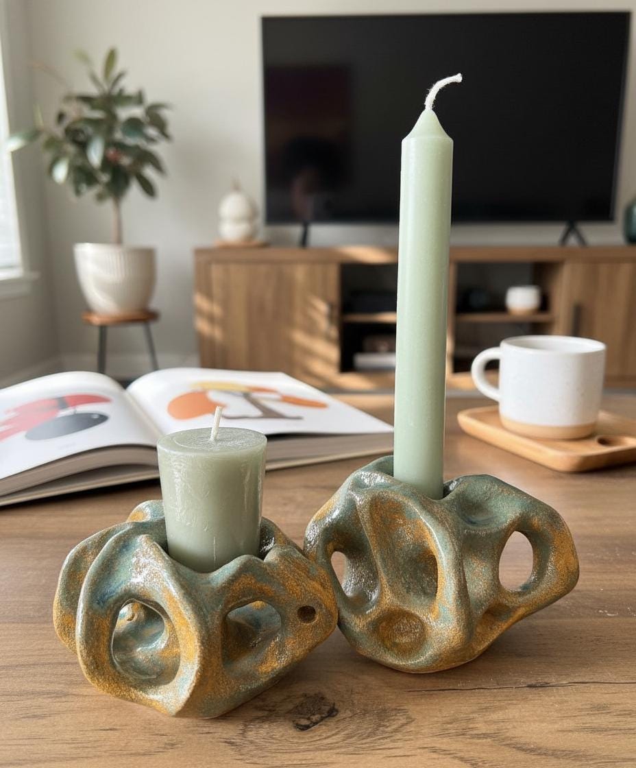 Handmade Ceramic Candle Holder – Modern Art Decor