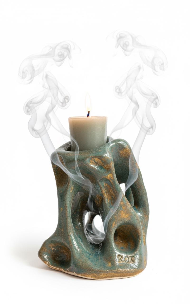 Handmade Ceramic Candle & Incense Holder | Modern Rustic Home Decor | Unique Pottery Gift