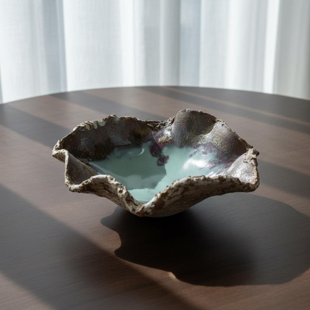 Handmade Organic Ceramic Fruit Bowl / Sculptural Centerpiece / One of a Kind Pottery Bowl